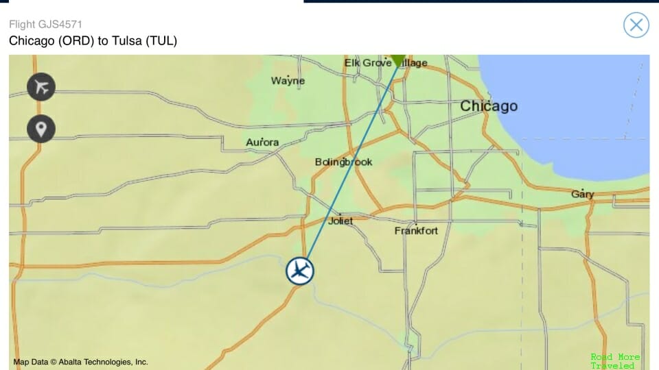 United WiFi flight map zoomed