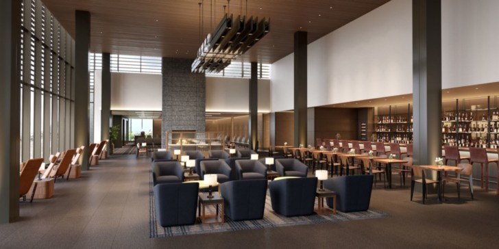 a room with chairs and tables