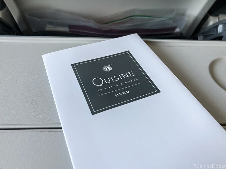 Qatar Airways Boeing 777 menu