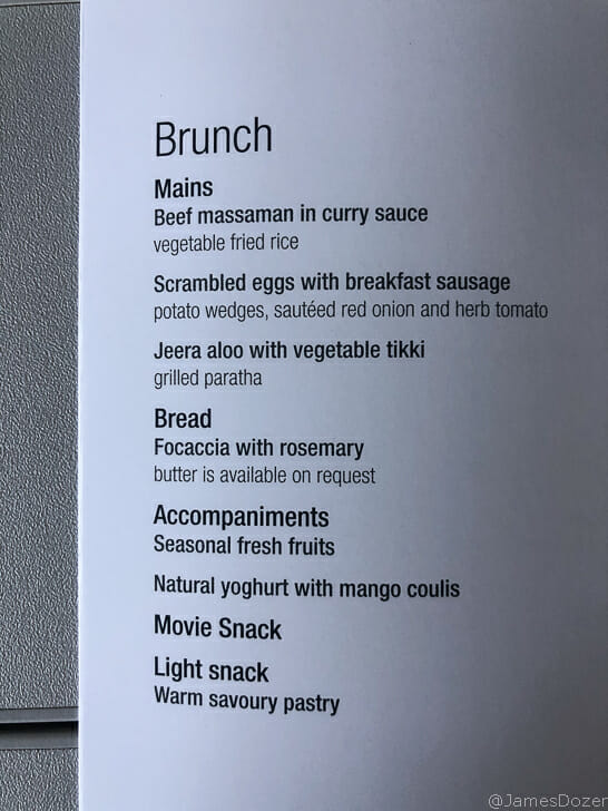 Qatar Airways Boeing 777 menu