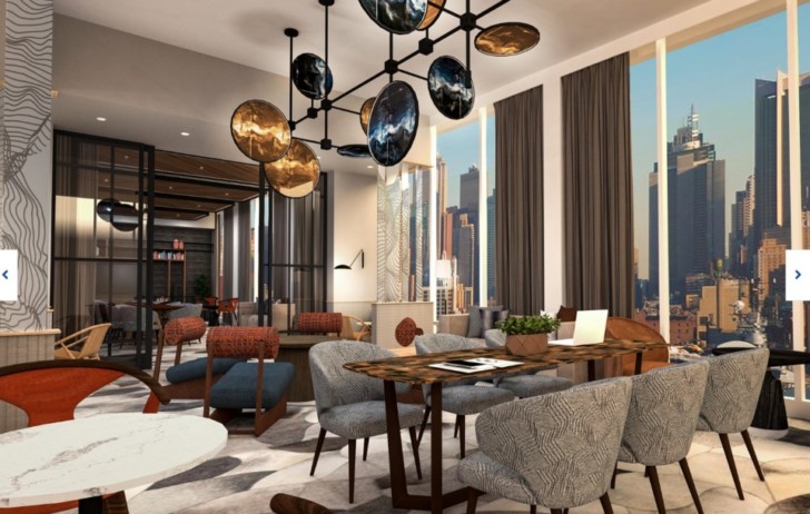 a room with a table and chairs