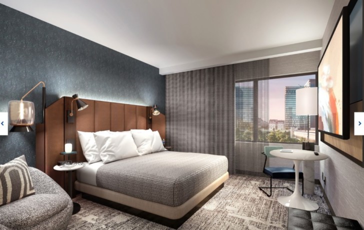 a room with a bed and a table