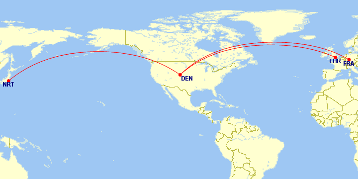 a map of the world with a red line