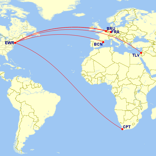 a map of the world with red lines