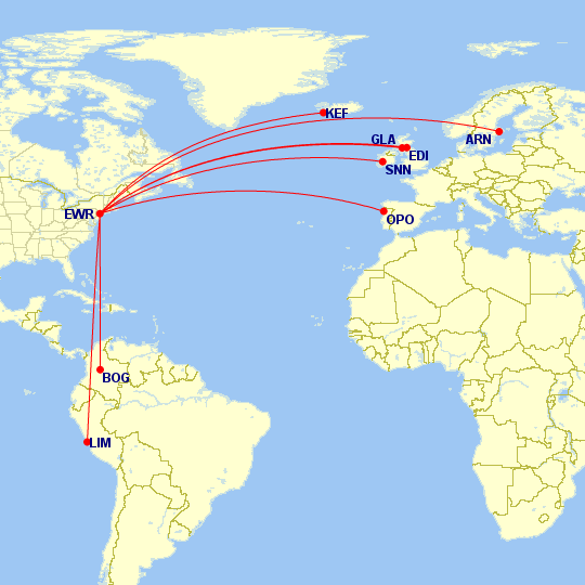 a map of the world with red lines