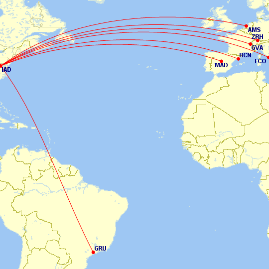 a map of the world with red lines