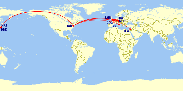 a map of the world with red lines