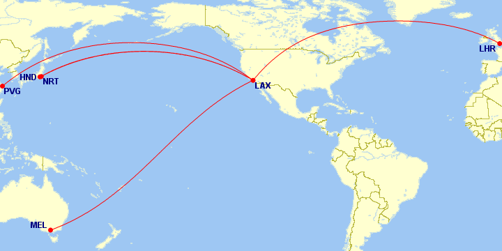 a map of the world with red lines