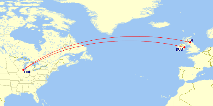 a map of the world with a red line