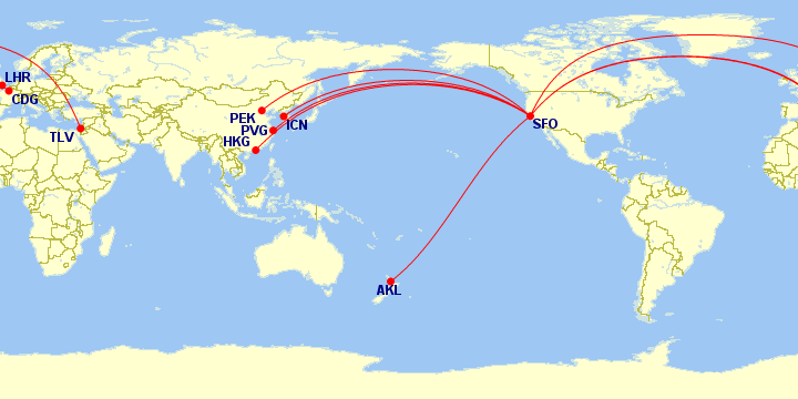 a map of the world with red lines