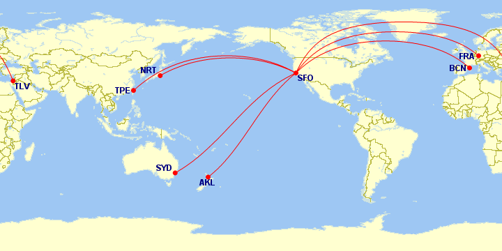 a map of the world with red lines