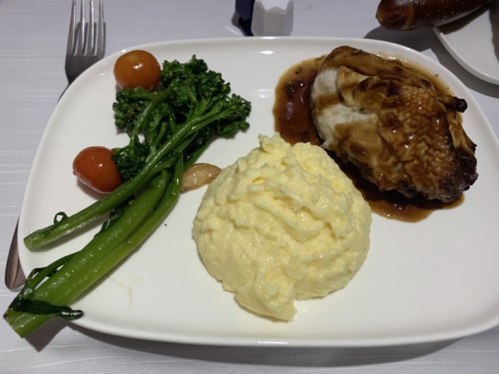 a plate of food with a fork and knife
