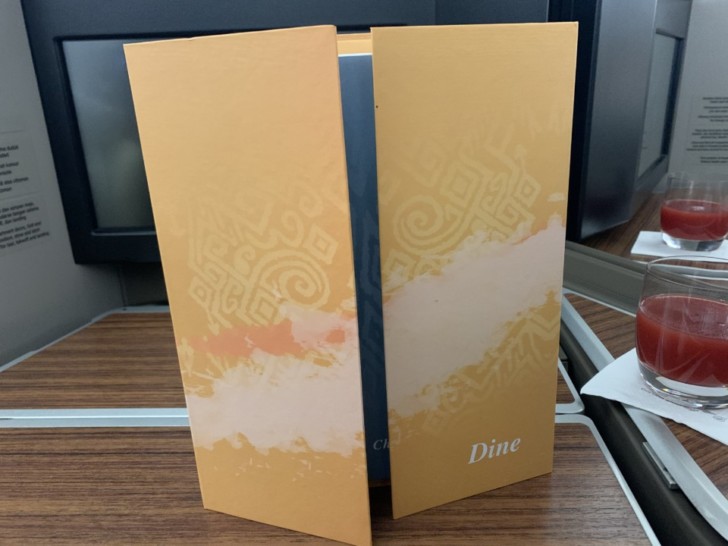 a menu on a table