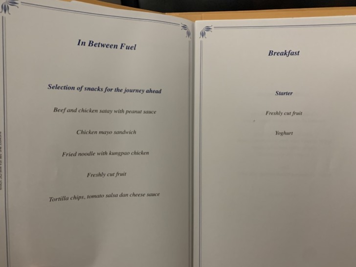 a menu in a book