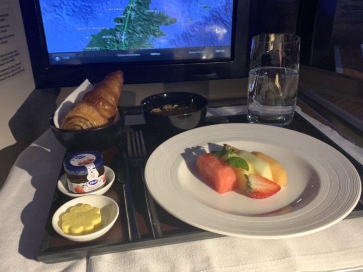 a plate of food on a tray