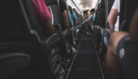 a row of seats on an airplane