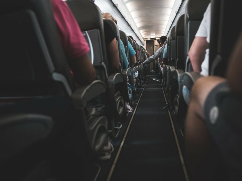 a row of seats on an airplane