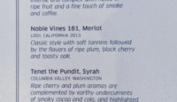 Polaris Wine Menu