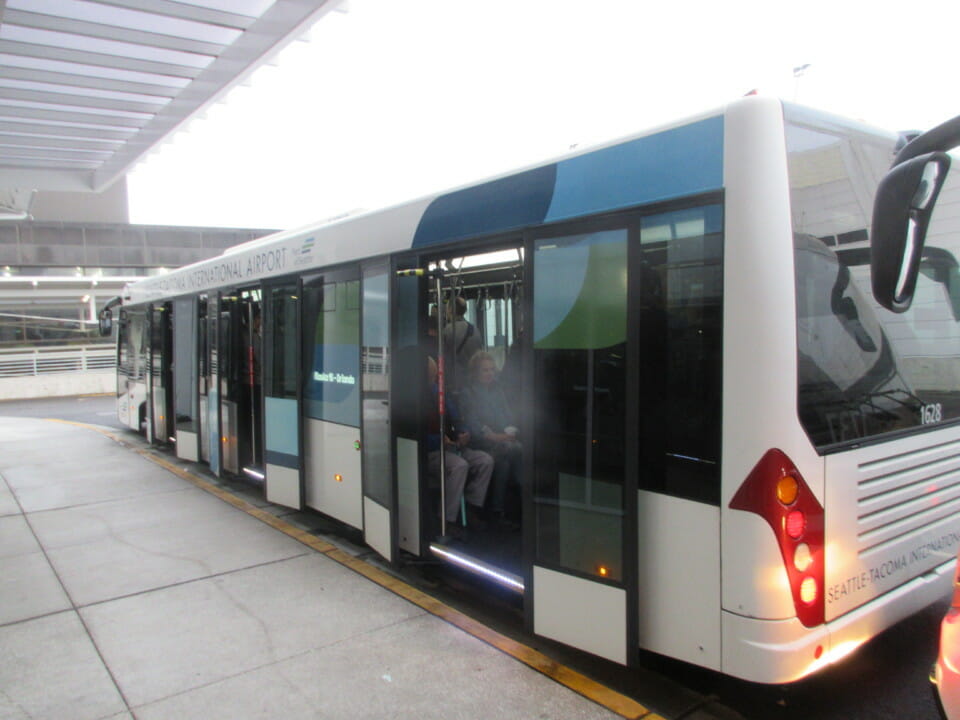 a bus parked at a station