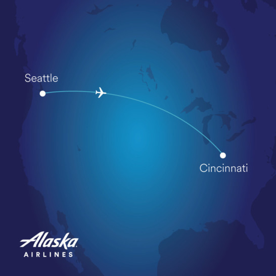 a plane flying from seattle to cincinnati