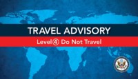 a blue and red map with white text