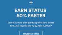 a blue background with white text and airplane