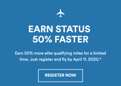 a blue background with white text and airplane
