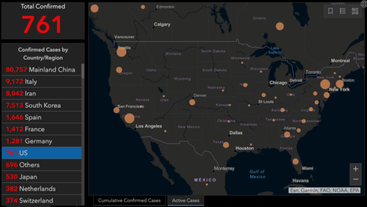 a map of the united states with orange dots