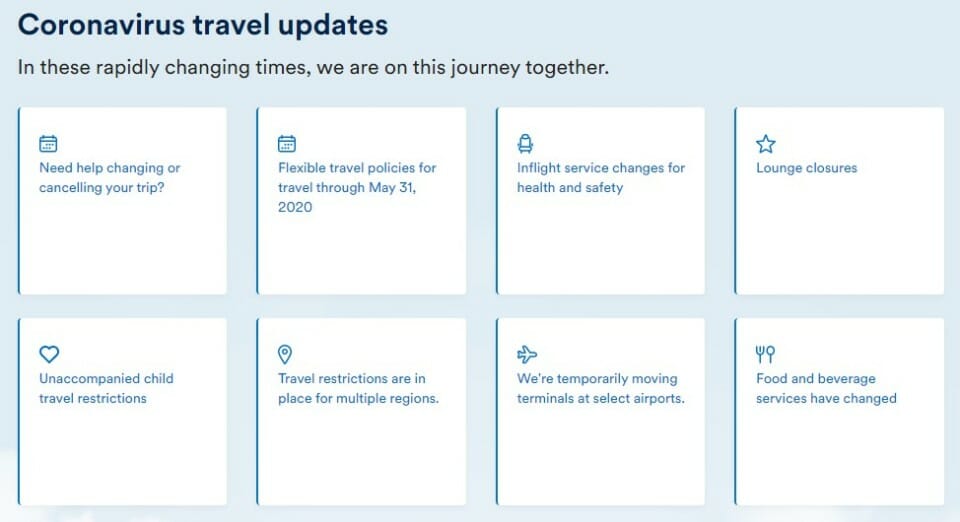 a screenshot of a travel update
