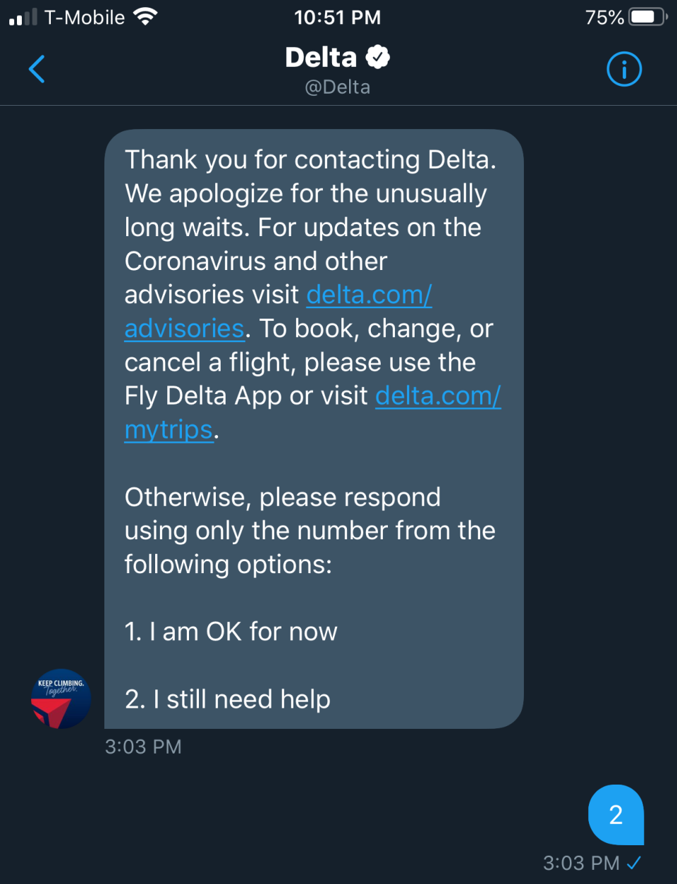 Delta Initial Response