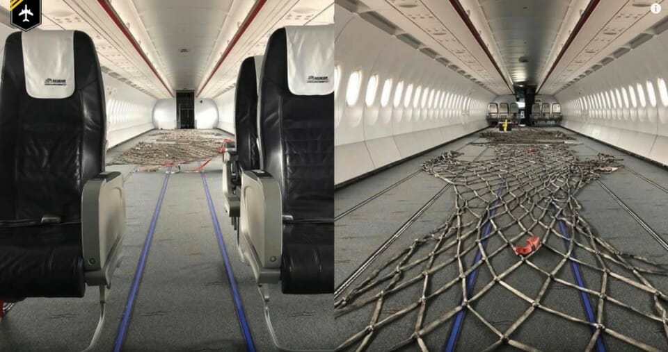 a plane with a net
