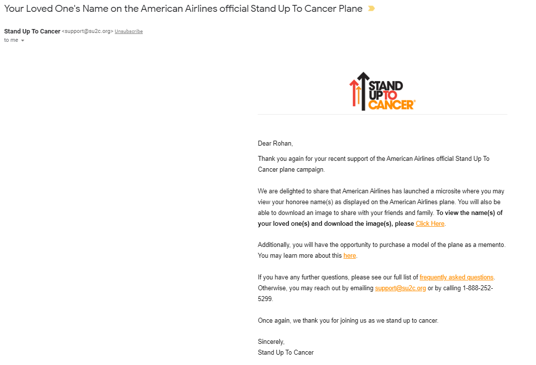 a screenshot of a email