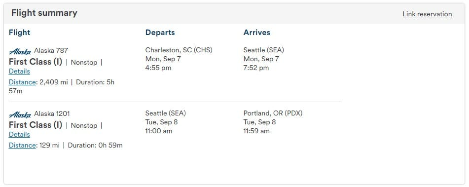 a screenshot of a flight schedule
