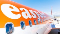 an orange and white airplane