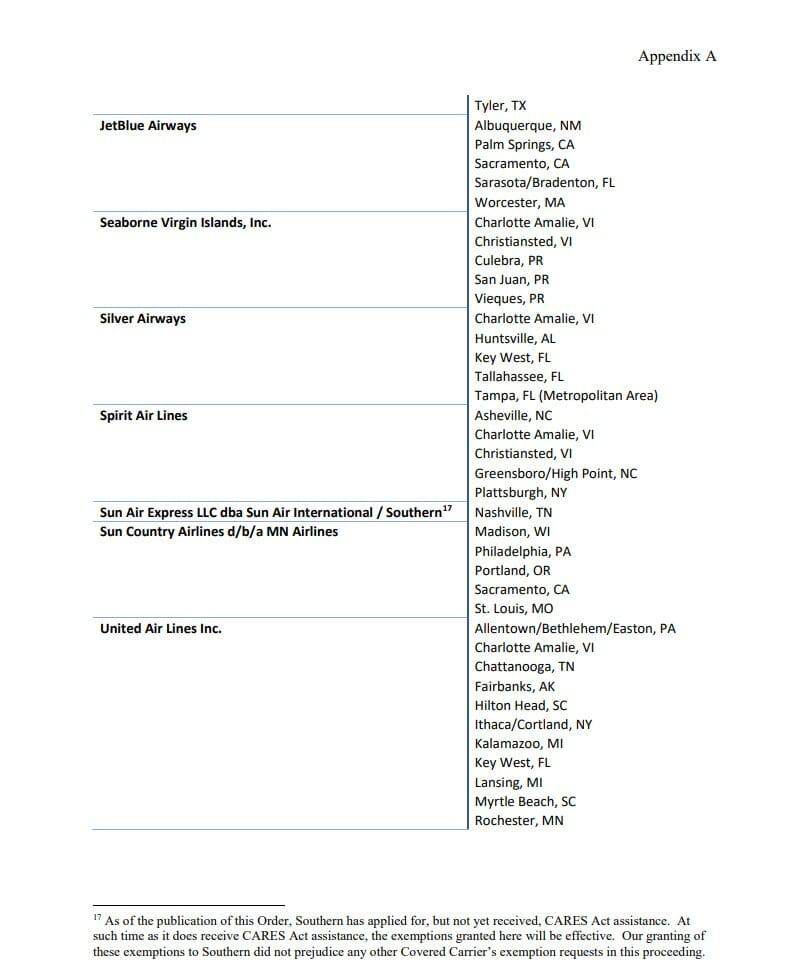 a list of flights with names
