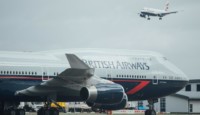a plane on the runway