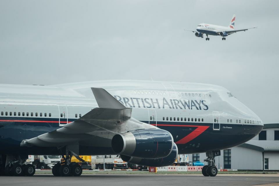 a plane on the runway