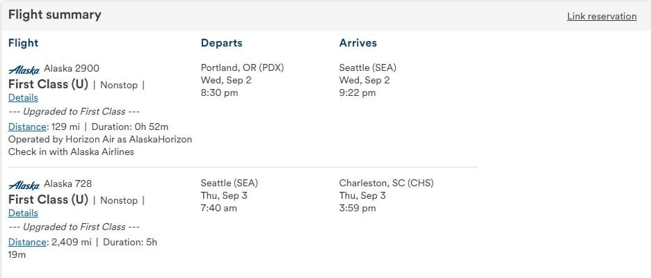 a screenshot of a flight schedule
