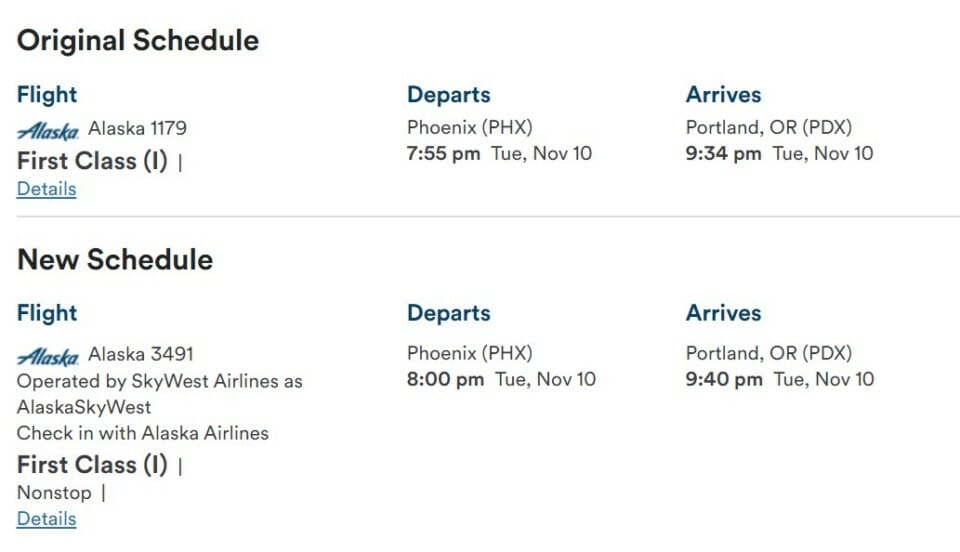 a screenshot of a flight schedule