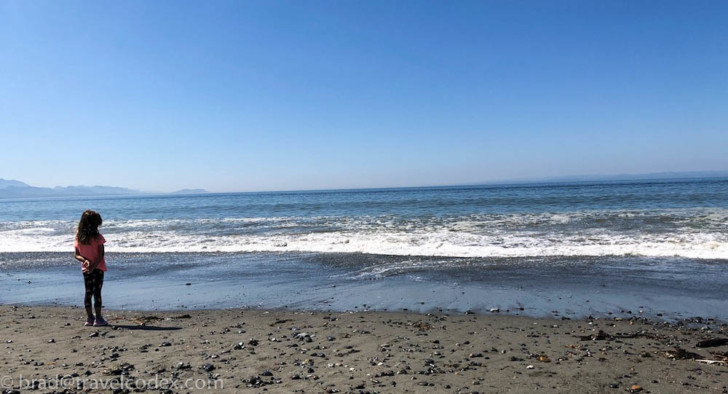 a beach with waves crashing on the shore
