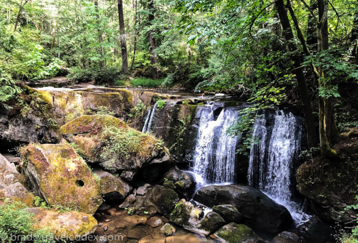 a waterfall in the woods