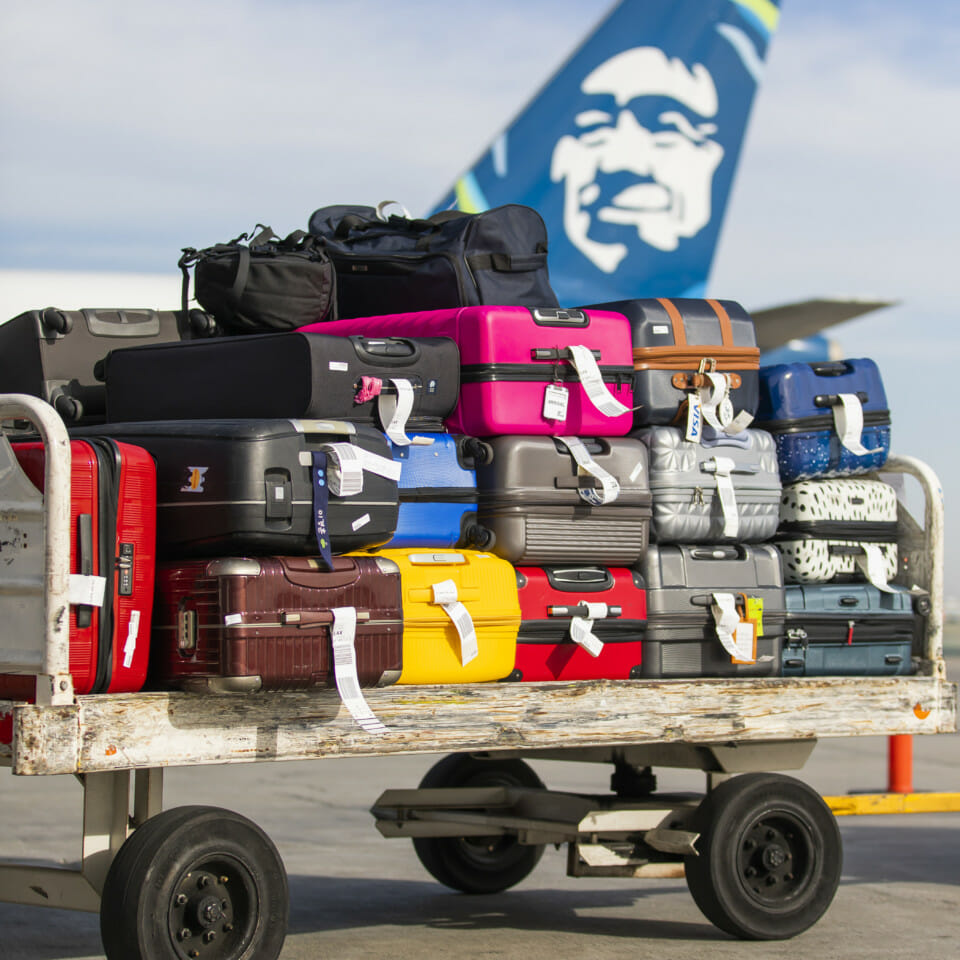a cart full of luggage