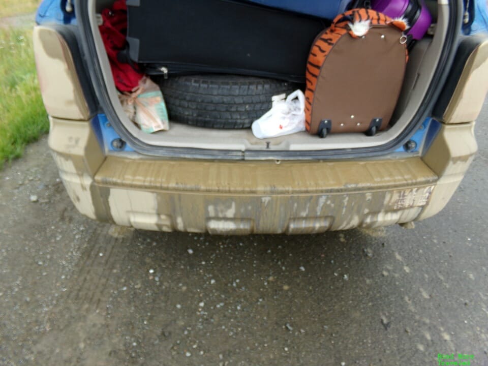 Muddy car bumper