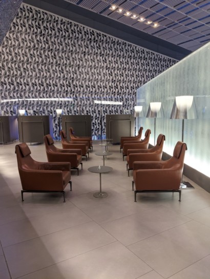 a room with chairs and a table