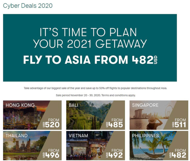 Cathay Pacific Sale – Fly to Asia from $482 in Economy, $1080 for Premium Economy