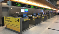a row of check in counters