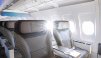 a row of seats in an airplane