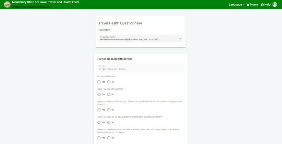 a screenshot of a questionnaire