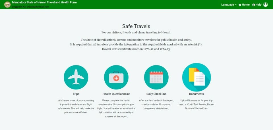 a screenshot of a travel application