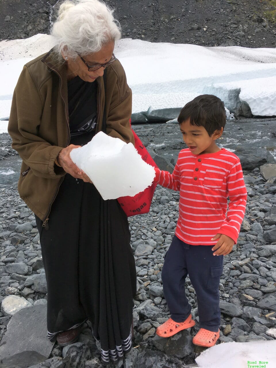 Amazed at a giant chunk of ice